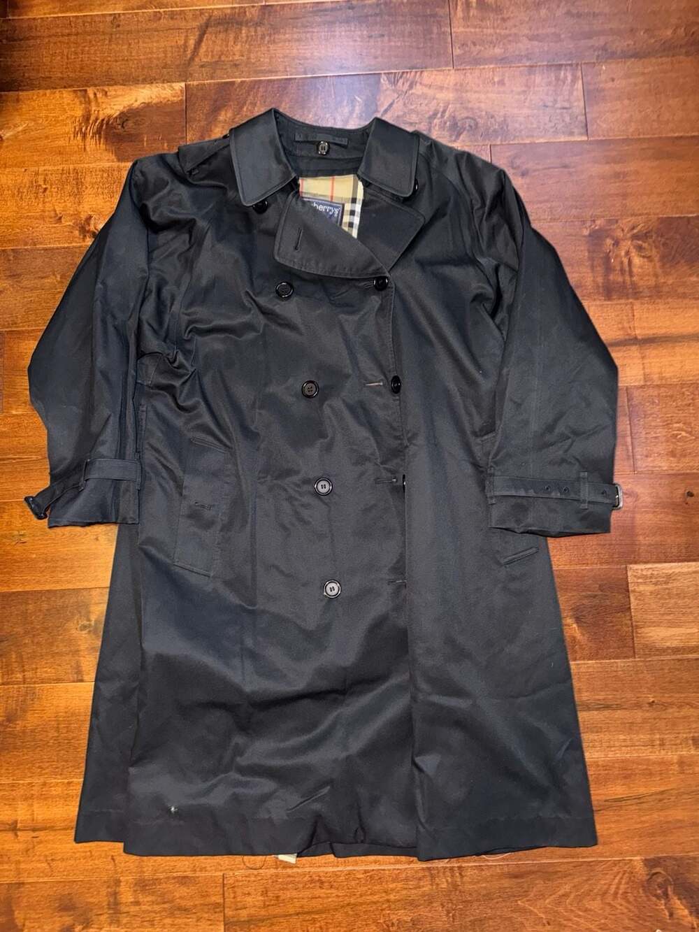 Vintage Burberrys Black Nova Check Trench Coat